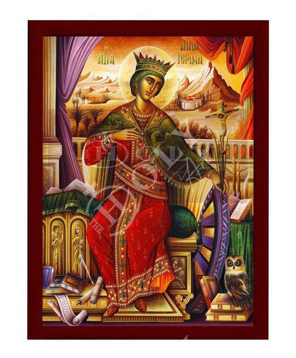 Saint Catherine icon, Handmade Greek Orthodox icon of St Katherine of Sinai, Byzantine art wall hanging icon plaque, religious decor - TheHolyArt
