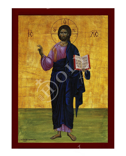 Jesus Christ icon, Handmade Greek Orthodox icon of our Lord, Byzantine art wall hanging on wood plaque, religious icon home decor - TheHolyArt