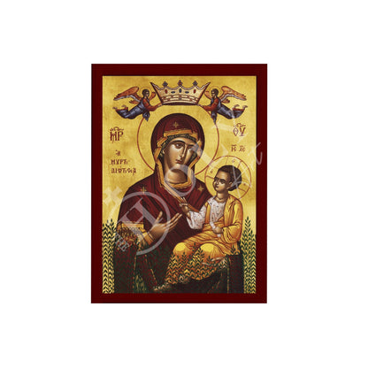 Virgin Mary icon Panagia Myrtidiotissa, Handmade Greek Orthodox Icon, Mother of God Byzantine art, Theotokos wall hanging wood plaque - TheHolyArt