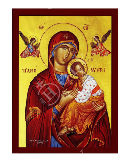 Virgin Mary icon Panagia Amolyntos, Greek Christian Orthodox Icon, Mother of God Byzantine art, Theotokos handmade wall hanging wood plaque - TheHolyArt