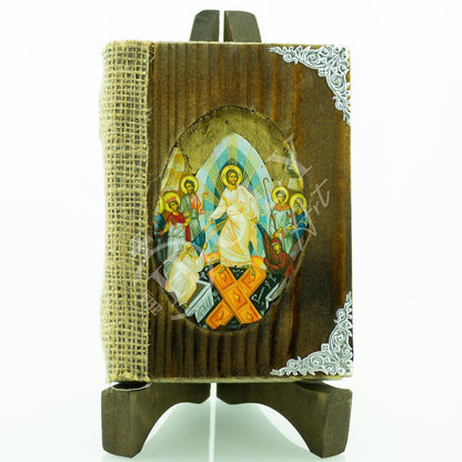 Jesus Christ icon Pantocrator Virgin Mary icon Glykophilousa diptych, Handmade Greek Orthodox icon, Byzantine art wall hanging 22x16cm - TheHolyArt