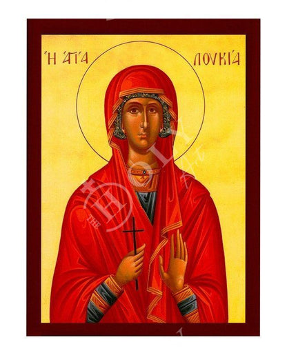 Saint Lucy icon, Handmade Greek Catholic Orthodox icon of St Lucy of Syracuse, Byzantine art wall hanging wood plaque, religious gift - TheHolyArt