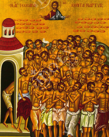 The 40 Holy Martyrs icon, Handmade Greek Orthodox icon Forty Martyrs of Sebaste, Byzantine art wall hanging icon wood plaque, religious gift - TheHolyArt