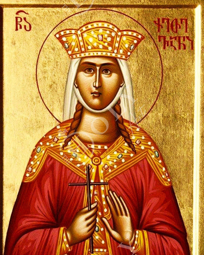 Saint Ketevan icon, Handmade Greek Orthodox icon of St Ketevan of Georgia, Byzantine art wall hanging wood plaque, religious decor - TheHolyArt