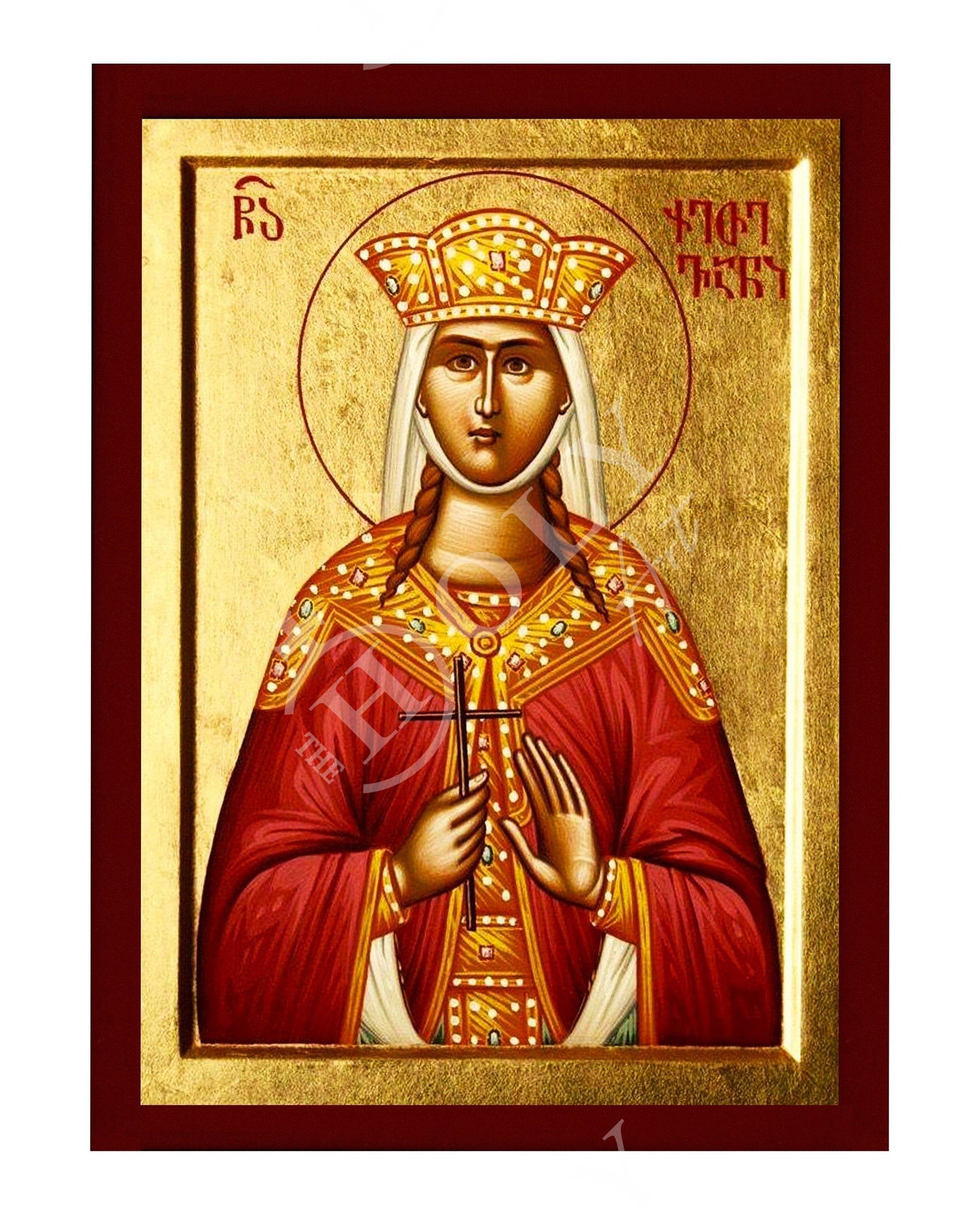 Saint Ketevan icon, Handmade Greek Orthodox icon of St Ketevan of Georgia, Byzantine art wall hanging wood plaque, religious decor TheHolyArt