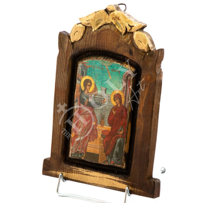 The Annunciation Virgin Mary icon, Handmade Greek Orthodox icon of Theotokos, Mother of God Byzantine art wall hanging canvas wood icon - TheHolyArt
