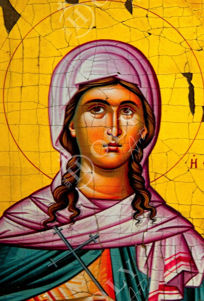 Saint Photine icon of Samaria, Handmade Greek Orthodox Icon of St Photene, Byzantine art wall hanging of Hagia Photini 30x20cm, wedding gift - TheHolyArt