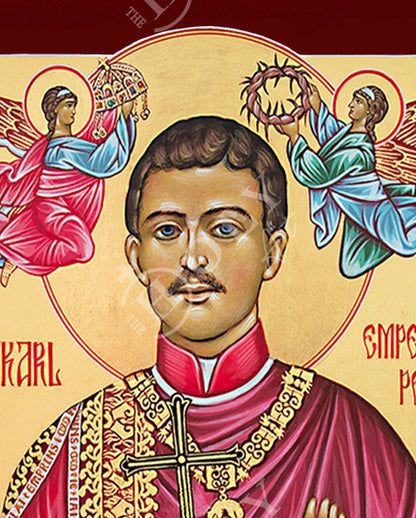 Saint Charles icon of Austria, Handmade Christian icon of St Karl Emperor of Peace, Religious art wall hanging on wood plaque - TheHolyArt