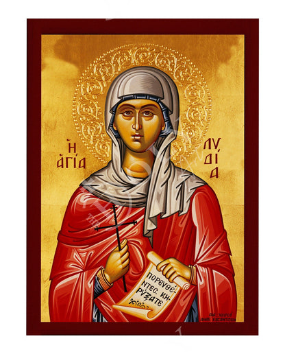 Saint Lydia icon, Handmade Greek Orthodox icon of St Lydia, Byzantine art wall hanging icon wood plaque, religious decor - TheHolyArt