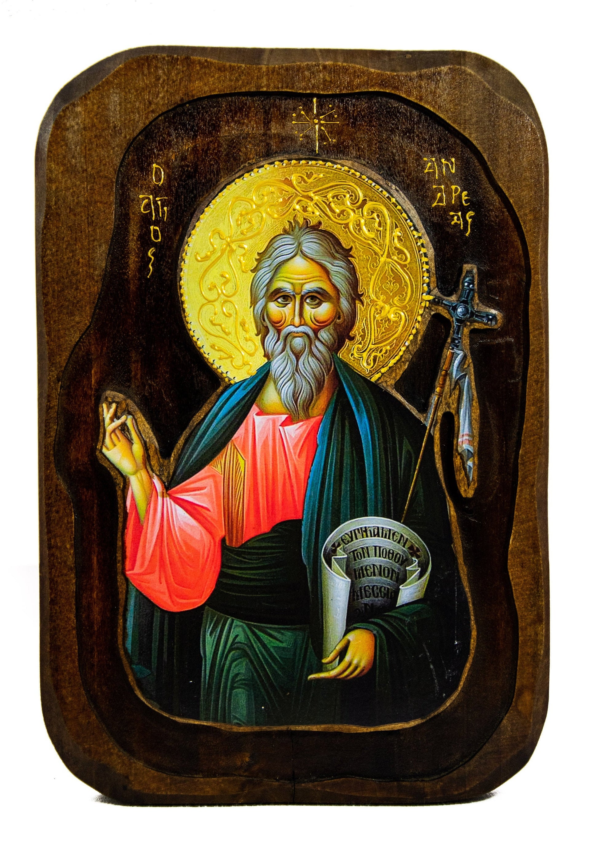 Saint Andrew icon the Apostle, Handmade Greek Orthodox icon of St Andrew, Byzantine art wall hanging wood plaque religious gift TheHolyArt
