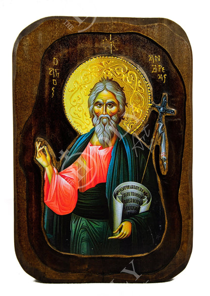 Saint Andrew icon the Apostle, Handmade Greek Orthodox icon of St Andrew, Byzantine art wall hanging wood plaque religious gift - TheHolyArt
