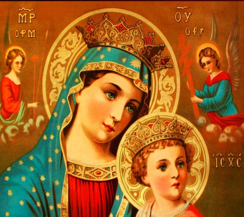Virgin Mary icon Panagia, Handmade Greek Orthodox icon of Theotokos, Mother of God Byzantine art wall hanging wood plaque, religious decor TheHolyArt