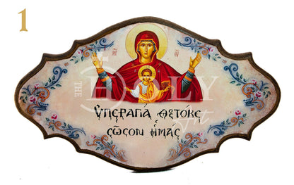 Custom Jesus Christ Virgin Mary icon, Byzantine art wall hanging, Christian saying Handmade Greek Orthodox icon wood plaque, religious decor - TheHolyArt