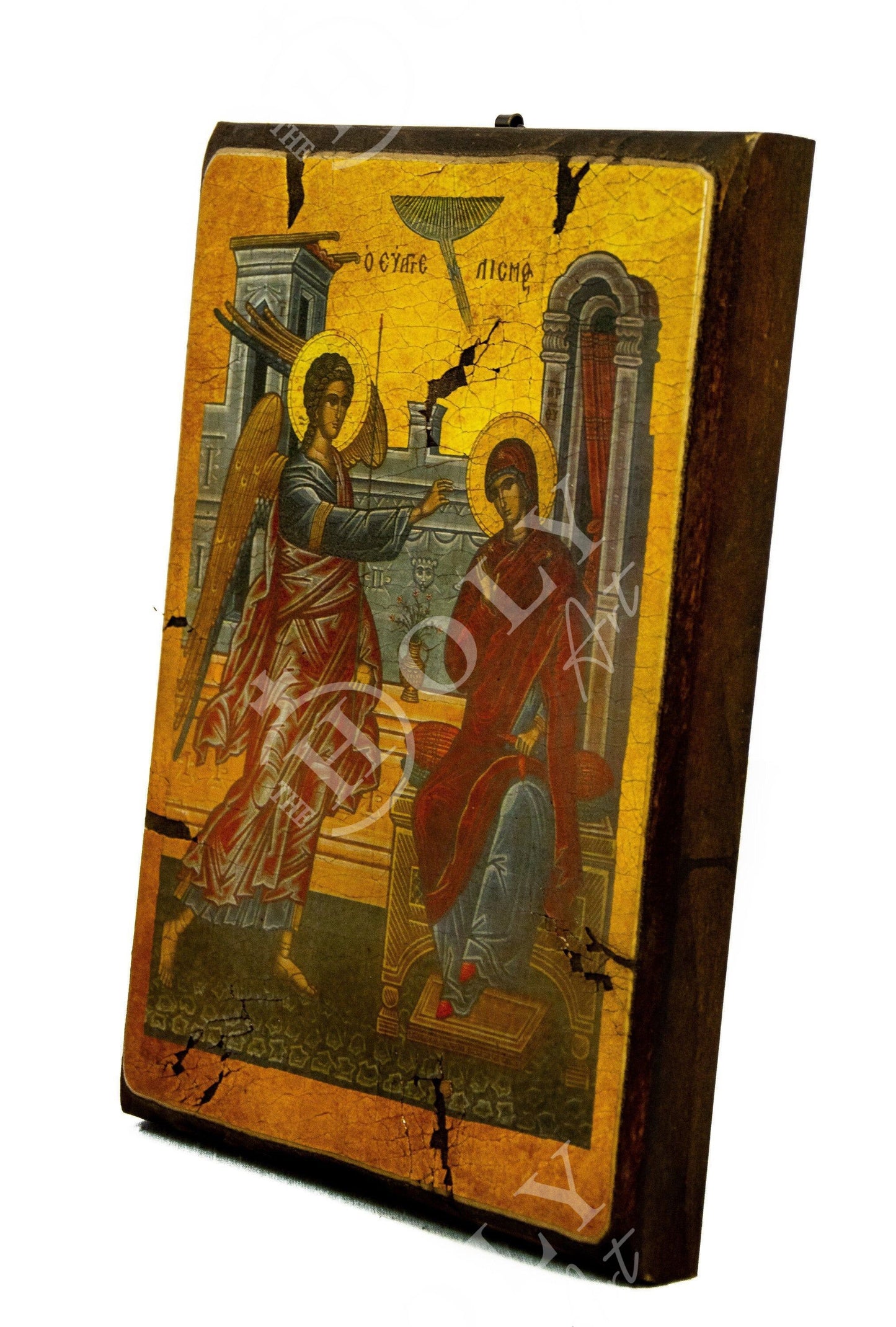 The Annunciation of Virgin Mary icon, Handmade Greek Orthodox Icon of Mother of God, Byzantine art Theotokos canvas icon 30x20cm gift idea TheHolyArt