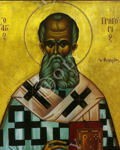 Saint Gregory icon the Theologian, Handmade Greek Orthodox icon of St Gregory, Byzantine art wall hanging, religious gift - TheHolyArt
