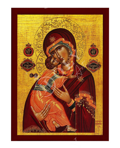Virgin Mary icon Panagia, Greek Christian Orthodox Icon, Mother of God Byzantine art, Theotokos handmade wall hanging wood plaque - TheHolyArt