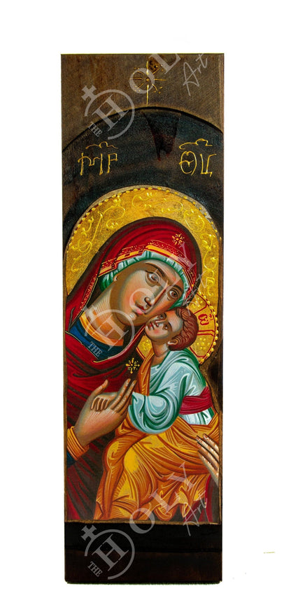 Virgin Mary icon Panagia Glykophilousa, Handmade Greek Orthodox Icon of Theotokos, Mother of God Byzantine art wall hanging wood plaque - TheHolyArt