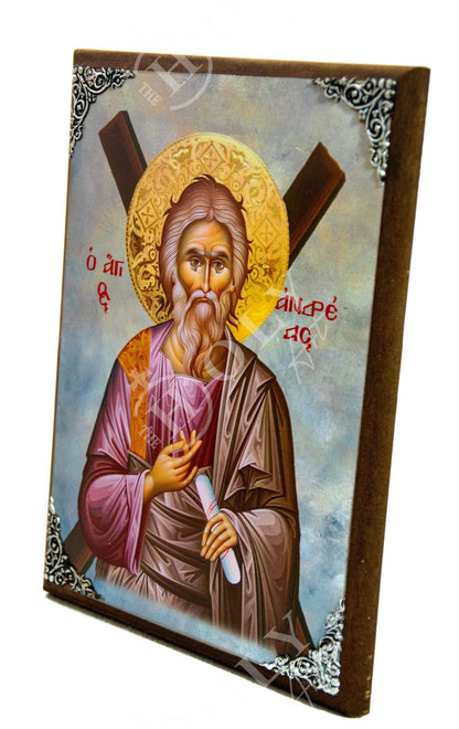 Saint Andrew icon the Apostle, Handmade Greek Orthodox icon of St Andrew, Byzantine art wall hanging wood plaque religious gift - TheHolyArt