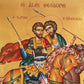 Saints Theodore Tyro and Theodore Stratelates hand painted icon, Greek Orthodox icon, Handmade Byzantine art wall hanging wood icon 30x20cm TheHolyArt