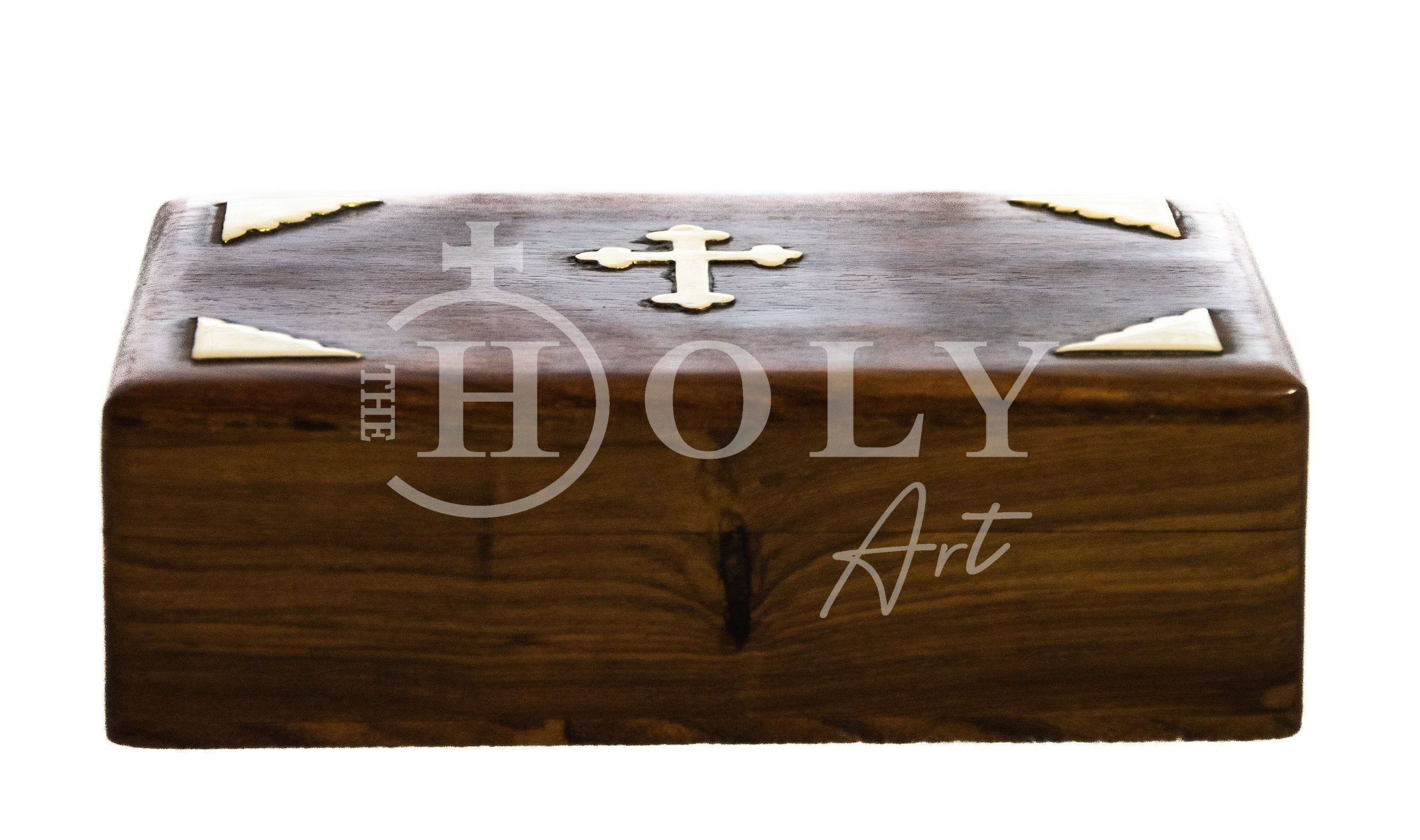 Personalize baptism gift wooden jewelry keepsake box with beautiful 2024 wooden cross printed