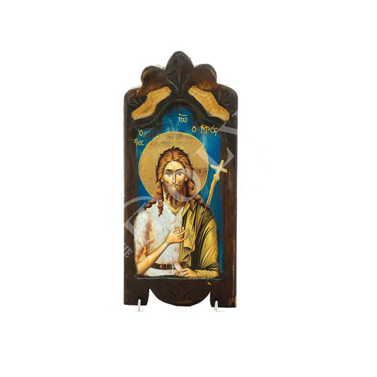 Saint John icon the Forerunner, Handmade Greek Orthodox icon of St John Baptist, Byzantine art wall hanging icon on wood plaque 35x22cm TheHolyArt