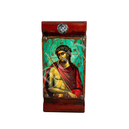 Jesus Christ icon Bridegroom, Handmade Greek Orthodox icon of Nymphios, Byzantine art wall hanging canvas wood plaque 39x26cm, wedding gift - TheHolyArt