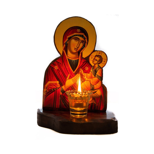Christian Iconostasis with Holy Virgin Mary 30x22cm, Handmade Orthodox shrine of Our Lady,Byzantine altar wall hanging wood plaque TheHolyArt