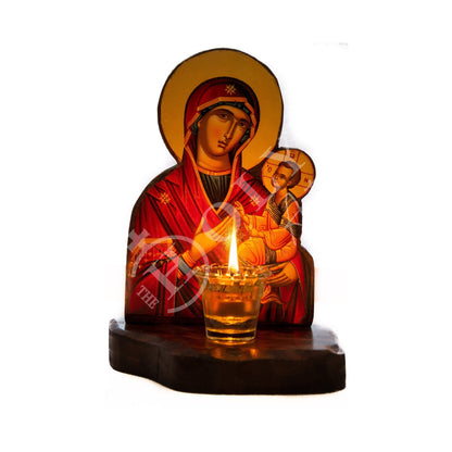 Christian Iconostasis with Holy Virgin Mary 30x22cm, Handmade Orthodox shrine of Our Lady,Byzantine altar wall hanging wood plaque - TheHolyArt