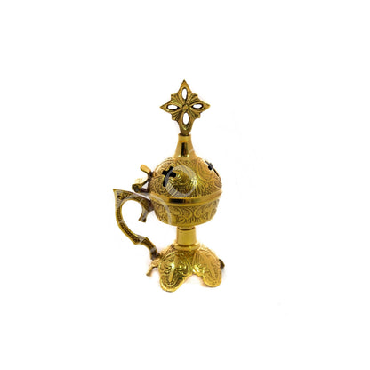 Christian Brass Resin Incense Burner, Greek Orthodox Thurible Incense holder, Metal Byzantine Home Censer Perfume burner, religious decor - TheHolyArt