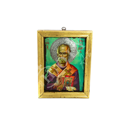 Saint Nicholas icon, Handmade Greek Orthodox icon of St Nick, Byzantine art wall hanging gold leaf wood plaque icon 40x30cm, religious gift - TheHolyArt
