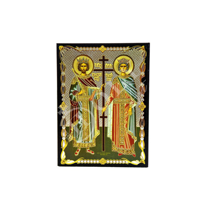 Saint Constantine icon & Saint Helen icon, Handmade Greek Christian Orthodox Icon, St Constantine and Helen Byzantine art wall hanging - TheHolyArt