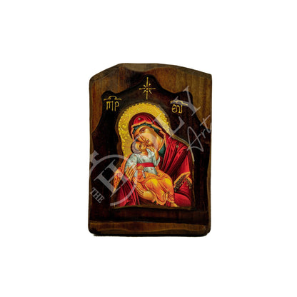 Virgin Mary icon Panagia Glykophilousa, Handmade Greek Orthodox Icon, Mother of God Byzantine art, Theotokos wall hanging wood plaque - TheHolyArt
