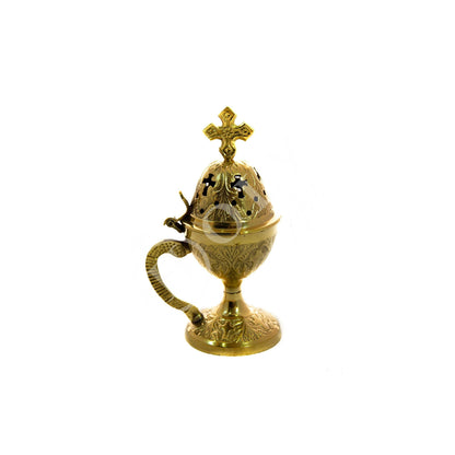 Christian Brass Resin Incense Burner, Greek Orthodox Thurible Incense holder, Metal Byzantine Home Censer Perfume burner, religious decor - TheHolyArt
