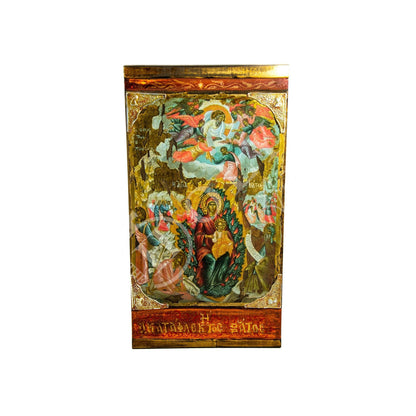 Virgin Mary icon Burning Bush Panagia, Handmade Greek Orthodox icon Theotokos, Mother of God Byzantine wall hanging canvas gold leaf 51x28cm - TheHolyArt