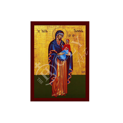 Saint Anna icon Mother of Virgin Mary, Byzantine art wall hanging of Agia Anna, Greek Handmade Orthodox icon of Saint Anne, religious gift - TheHolyArt