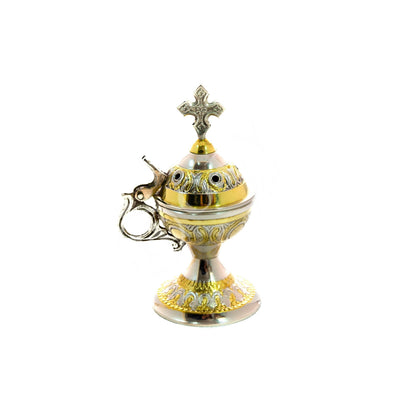Christian Brass Resin Incense Burner, Greek Orthodox Thurible Incense holder, Metal Byzantine Home Censer Perfume burner, religious decor - TheHolyArt
