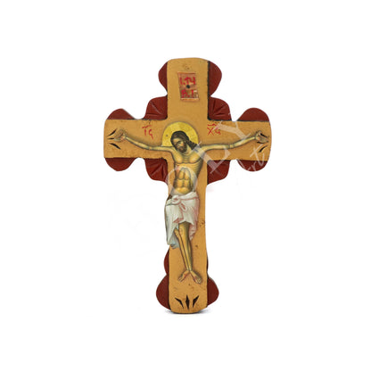 Crucifix Jesus Christ Cross, Blessing Cross, Byzantine art wall hanging, Greek Handmade Orthodox wooden Cross 34x22cm, wedding gift - TheHolyArt