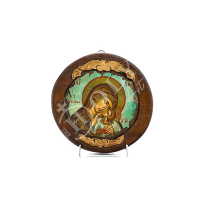 Virgin Mary icon Panagia, Greek Christian Orthodox icon Theotokos, Mother of God Byzantine art wall hanging wood plaque, gift idea 21x21cm - TheHolyArt