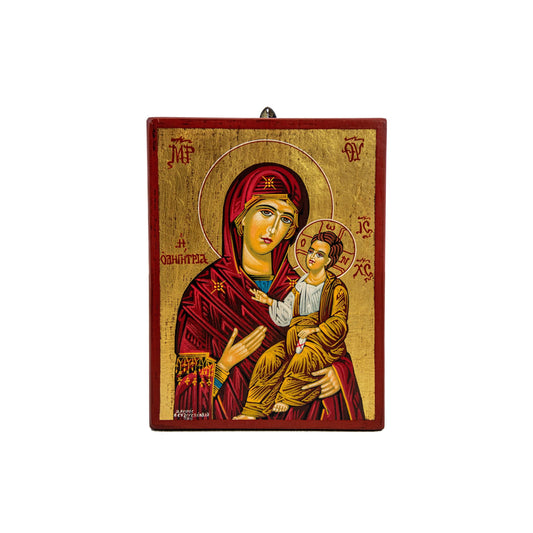 Hand painted Virgin Mary icon Panagia Odigitria, Handmade Greek Orthodox icon w/ gold leaf 22k of Theotokos, Byzantine art wall hanging TheHolyArt