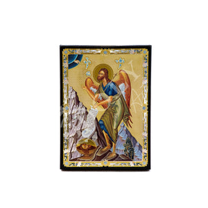 Saint John icon, Byzantine art wall hanging, Greek Orthodox handmade wood icon plaque of Saint John Baptist 27x21cm, religious home decor - TheHolyArt