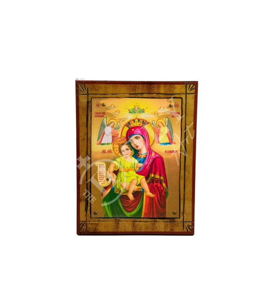 Virgin Mary icon Panagia, Handmade Greek Orthodox Icon of Mother of God, Theotokos Byzantine art wall hanging wood plaque 32x24cm TheHolyArt