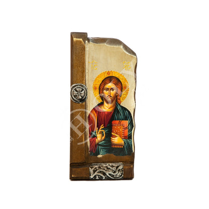 Jesus Christ icon, Handmade Greek Orthodox icon, Byzantine art wall hanging of our Lord on wood plaque, religious decor 29x14cm, home decor - TheHolyArt