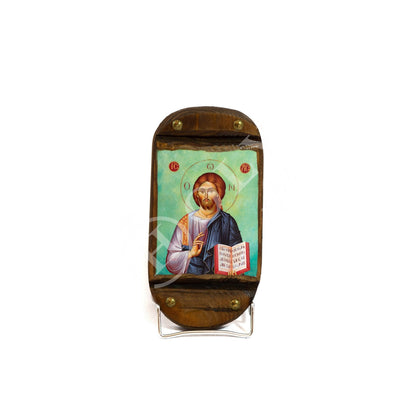 Jesus Christ icon, Handmade Greek Orthodox icon, Byzantine art wall hanging icon of our Lord on wood plaque 20x9cm , wedding gift ideas - TheHolyArt