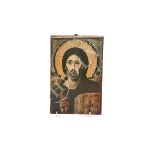 Jesus Christ icon Sinai, Handmade Greek Orthodox icon of our Lord, Byzantine art wall hanging canvas icon wood plaque 27x17cm, wedding gift - TheHolyArt
