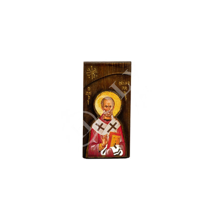 Saint Nicholas icon, Handmade Greek Orthodox icon of St Nick, Byzantine art wall hanging icon wood plaque 20x10cm, religious decor - TheHolyArt