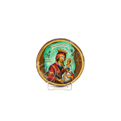 Virgin Mary icon Panagia Rose Amaranth, Handmade Greek Orthodox Icon of Mother of God, Theotokos Byzantine art wall hanging wood plaque icon - TheHolyArt