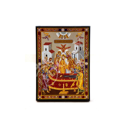 Dormition of Virgin Mary icon, Handmade Greek Orthodox Icon of Theotokos Assumption, Mother of God Byzantine art wall hanging plaque icon - TheHolyArt