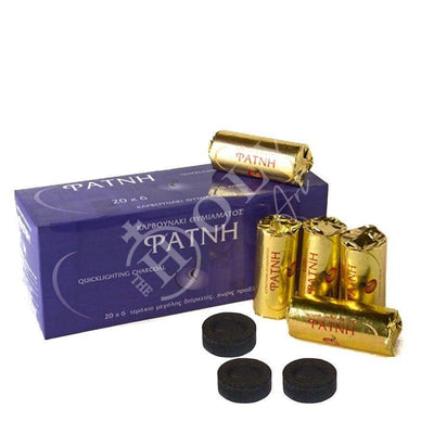Quick Lighting Greek Charcoal Disc Briquets for Incense Burning, Instant Woodbine Hookah Coal Package of 4 Charcoal Rolls 35mm (24 pieces) - TheHolyArt