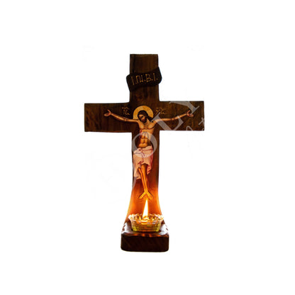 Crucifix Orthodox Iconostasis 37x25cm, Jesus Christ Blessing Cross, Byzantine art wall hanging, Greek Handmade wooden Cross, religious decor - TheHolyArt