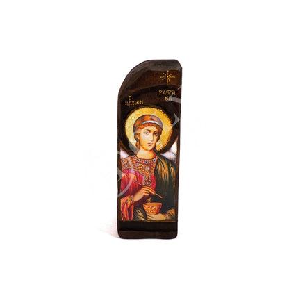 Archangel Raphael icon, Handmade Wooden Greek Orthodox icon, Byzantine art wall hanging icon on wood plaque, religious decor - TheHolyArt